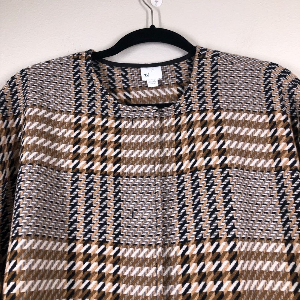 J. Jill Glen Plaid Snap Front Pebble Wool Blend Jacket Coat Size Petite Large - Picture 2 of 8